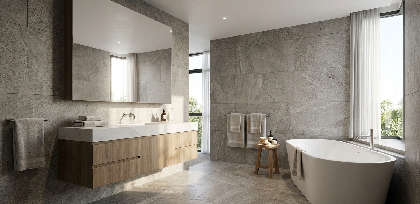 Baño reformado con nuevos azulejos