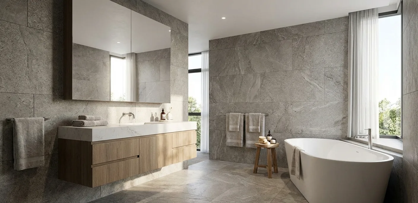 Baño reformado con nuevos azulejos